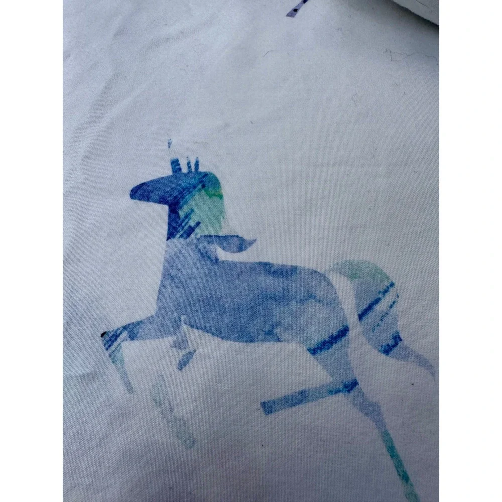 Pottery Barn Kids Full Organic Cotton Unicorn Sheet Set Watercolor White 3pc